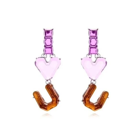 Zara I Love U Resin Drop Earrings - Picture 3 of 6